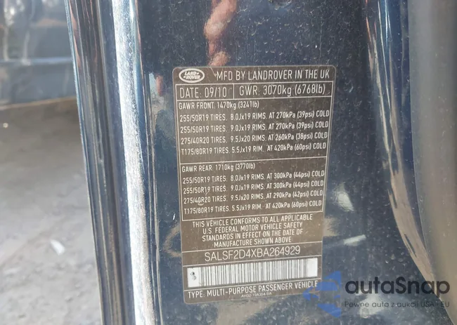 SALSF2D4XBA264929: 43952186