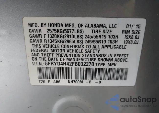 5FRYD4H42FB032270: 43951506