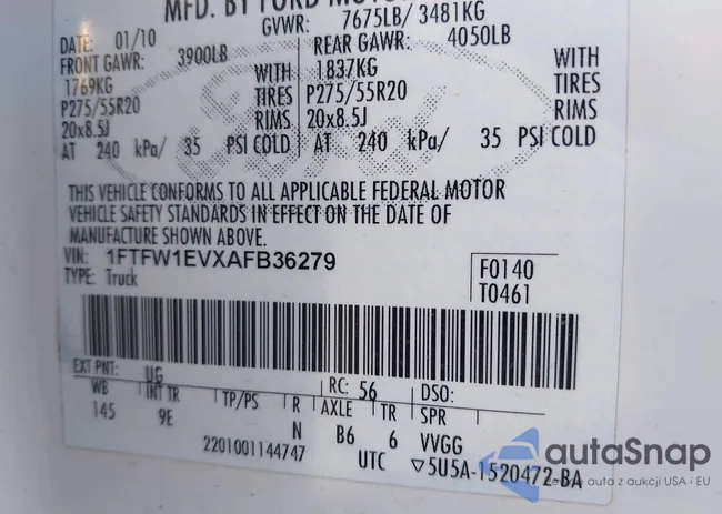 1FTFW1EVXAFB36279: 43951553