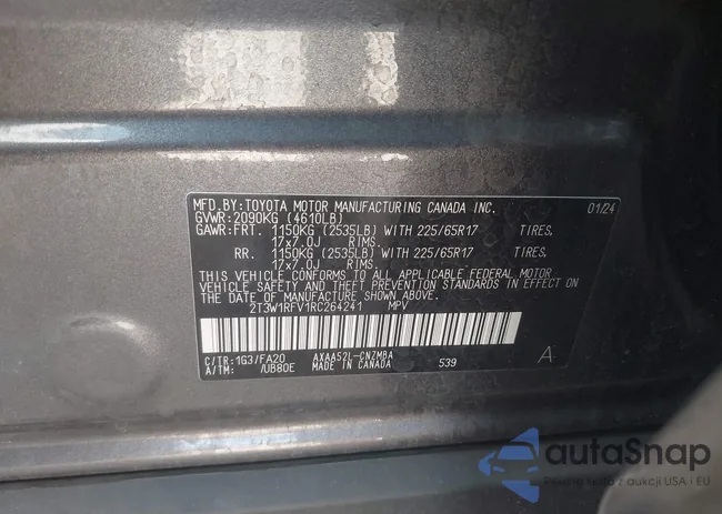 2T3W1RFV1RC264241: 43951609