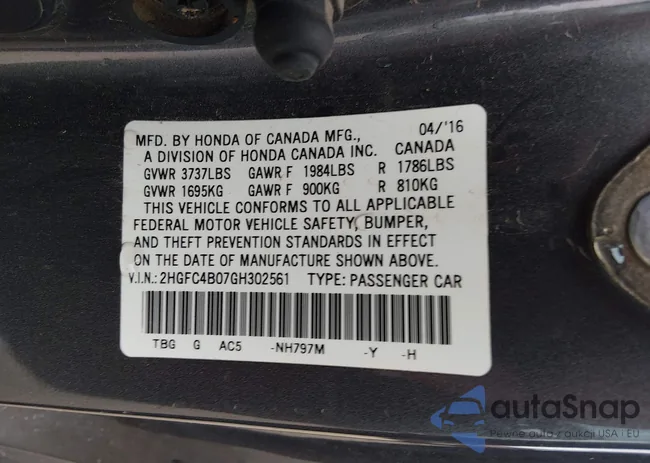 2HGFC4B07GH302561: 43951727