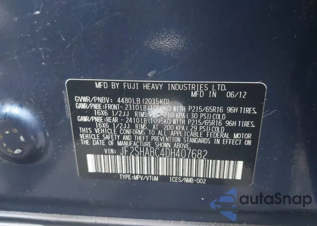 JF2SHABC4DH407682: 43951741