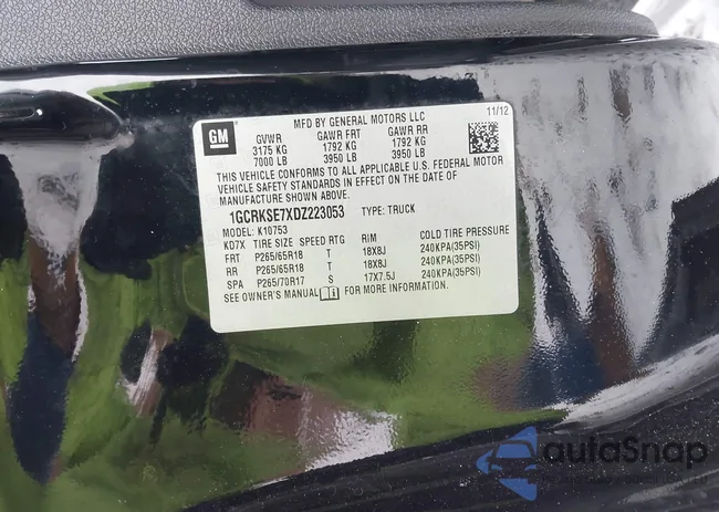 1GCRKSE7XDZ223053: 43952965