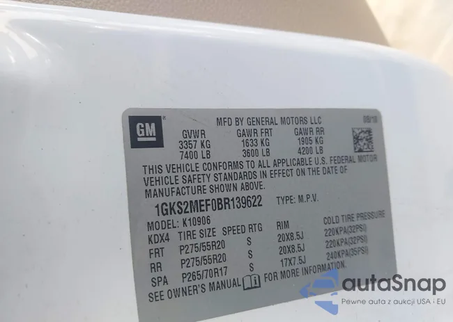 1GKS2MEF0BR139622: 43953025