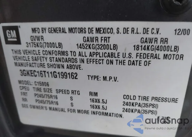 3GKEC16T11G199162: 43953247