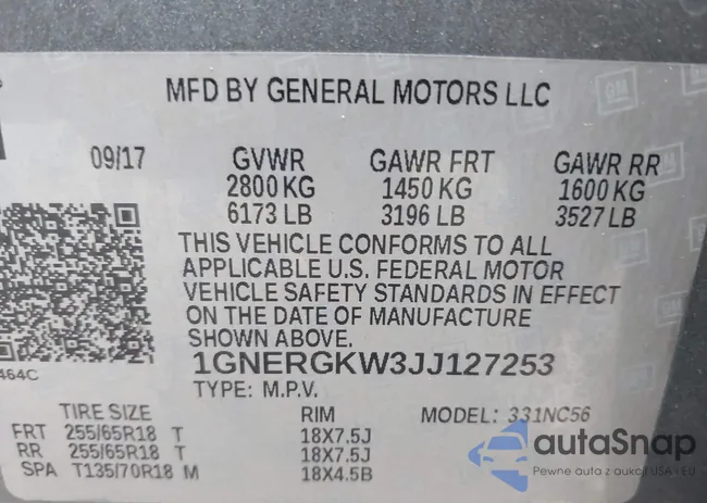 1GNERGKW3JJ127253: 43952406