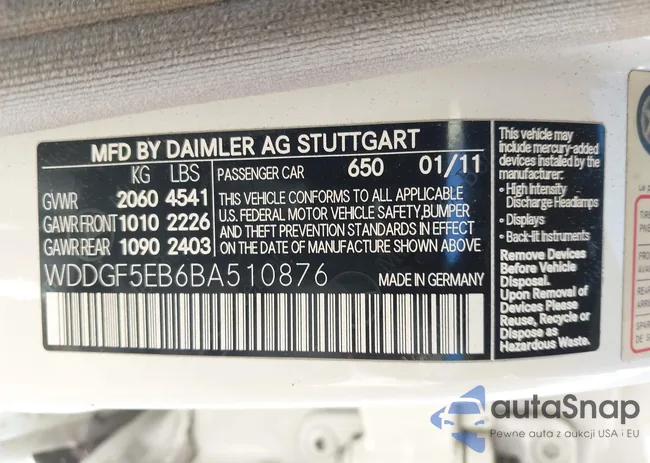 WDDGF5EB6BA510876: 43952650