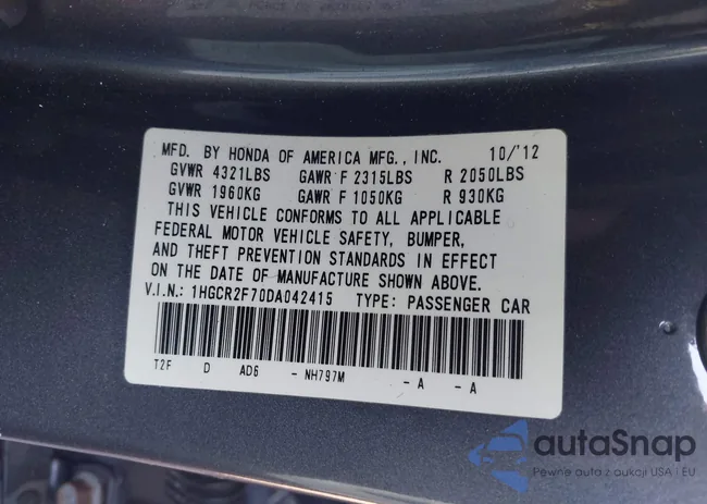 1HGCR2F70DA042415: 43954080