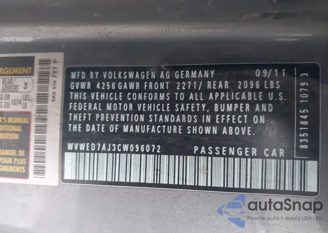 WVWED7AJ3CW096072: 43954081