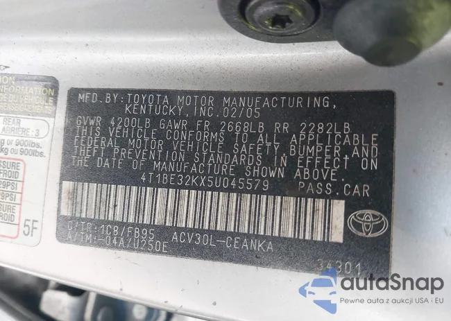 4T1BE32KX5U045579: 43954156