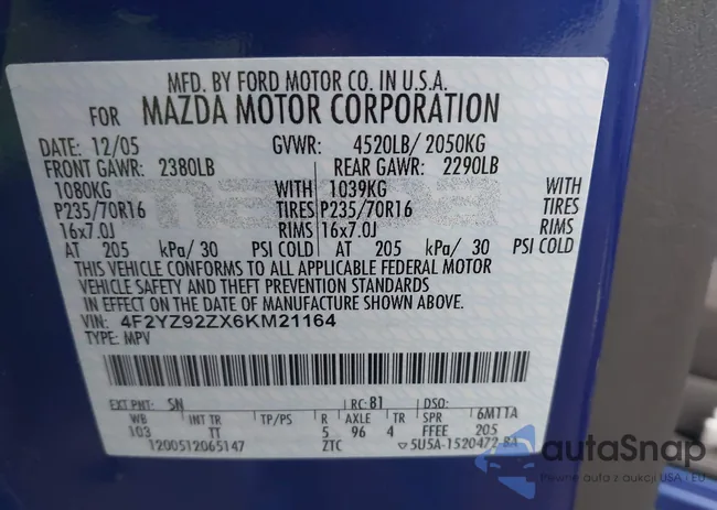 4F2YZ92ZX6KM21164: 43954339