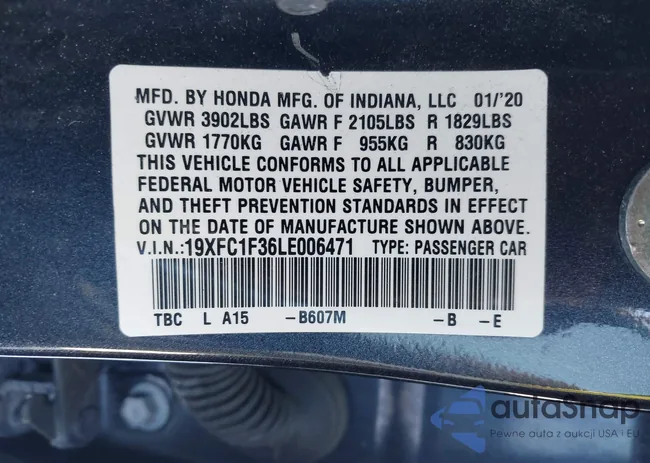 19XFC1F36LE006471: 43953553