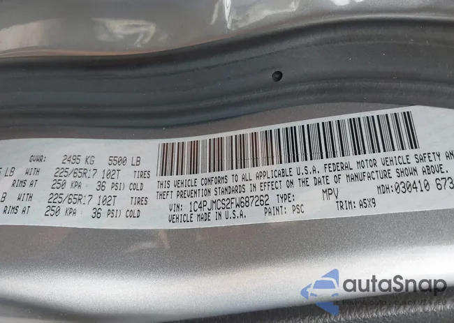 1C4PJMCS2FW687262: 43953565