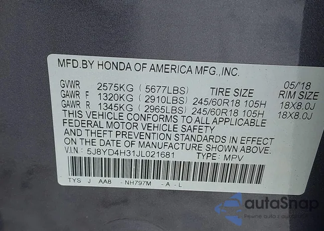 5J8YD4H31JL021681: 43953635