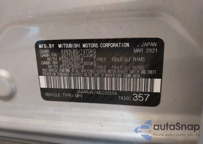 JA4ARUAU1MU026554: 43953687