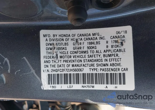 2HGFC2F72JH560067: 43953725