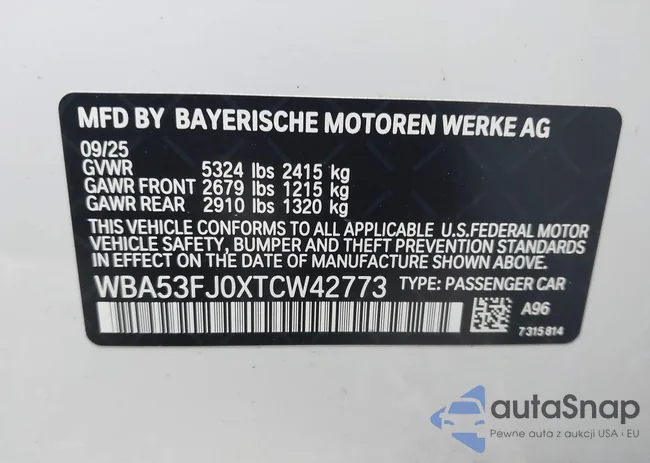 WBA53FJ0XTCW42773: 43954805