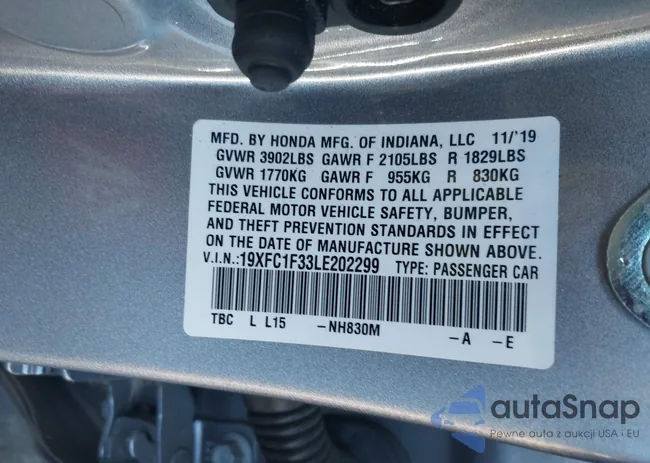 19XFC1F33LE202299: 43954843