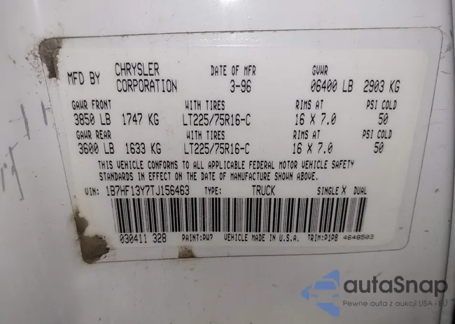 1B7HF13Y7TJ156463: 43954977