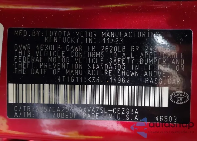 4T1G11BKXRU114962: 43955000