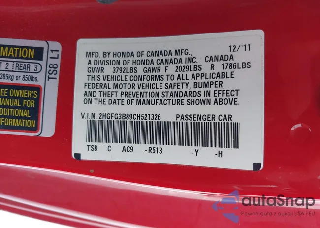 2HGFG3B89CH521326: 43955039