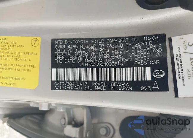 JTHBA30G840008131: 43955119