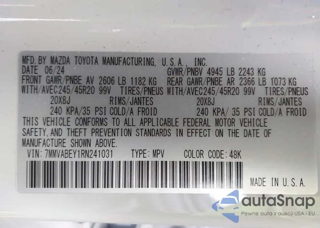 7MMVABEY1RN241031: 43954376
