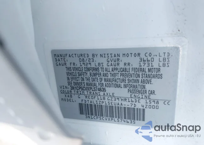 3N1CP5CVXPL574635: 43954600