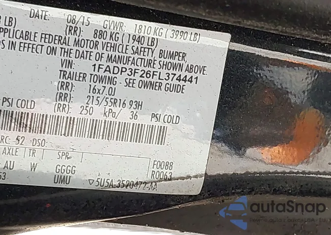 1FADP3F26FL374441: 43954637