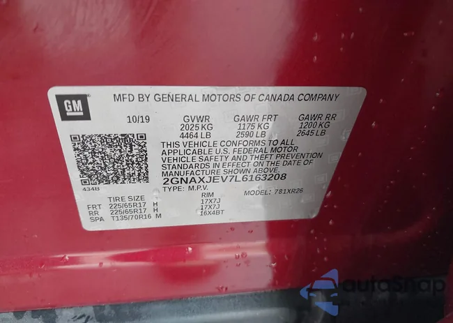 2GNAXJEV7L6163208: 43954643