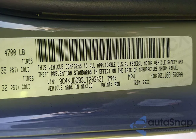 3C4NJDDB3LT203431: 43956047