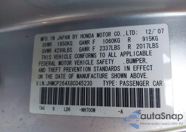 JHMCP264X8C045230: 43956178