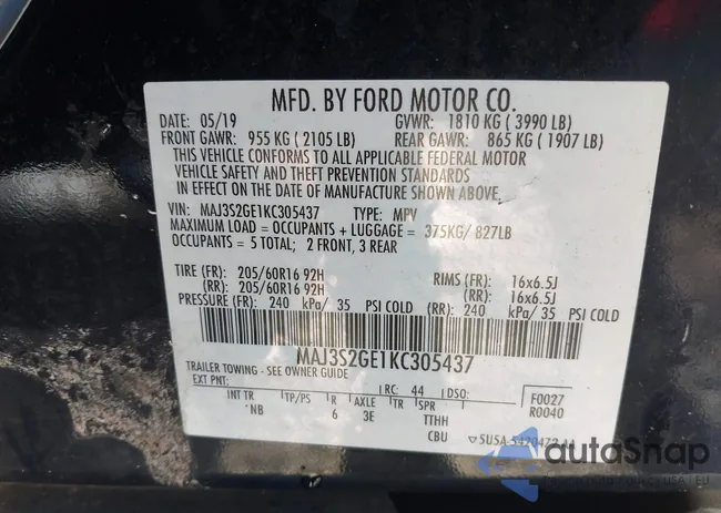 MAJ3S2GE1KC305437: 43956307