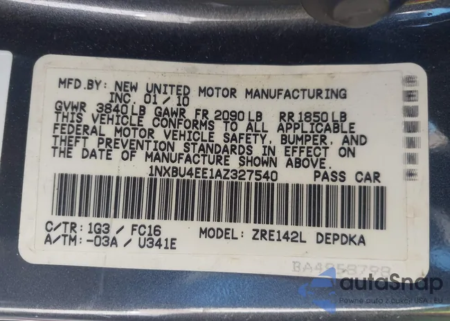 1NXBU4EE1AZ327540: 43955357