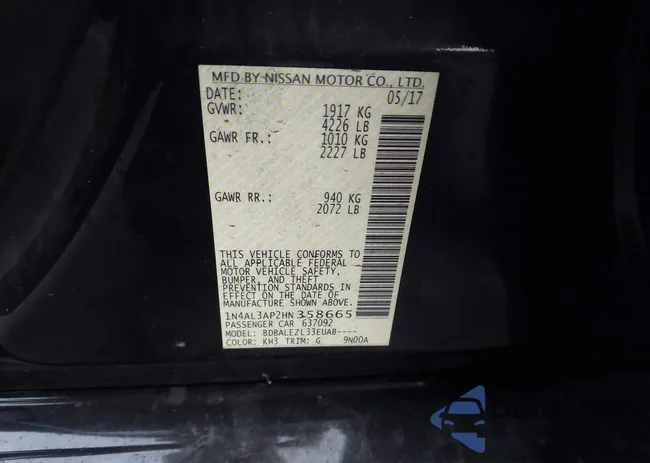 1N4AL3AP2HN358665: 43955453