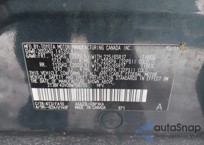 2T3BF4DV0BW156705: 43955454