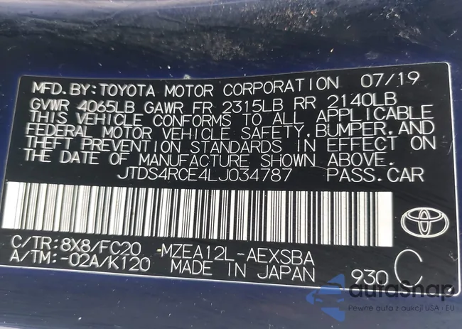 JTDS4RCE4LJ034787: 43955474