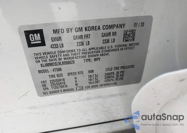 KL4MMDSL9LB098629: 43955544