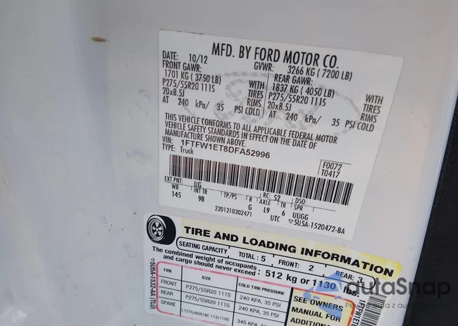 1FTFW1ET8DFA52996: 43955581