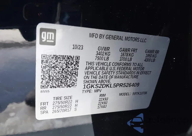 1GKS2DKL5PR526409: 43955593