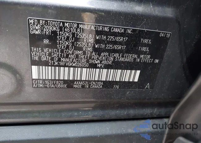 2T3K1RFV6KW026050: 43955645