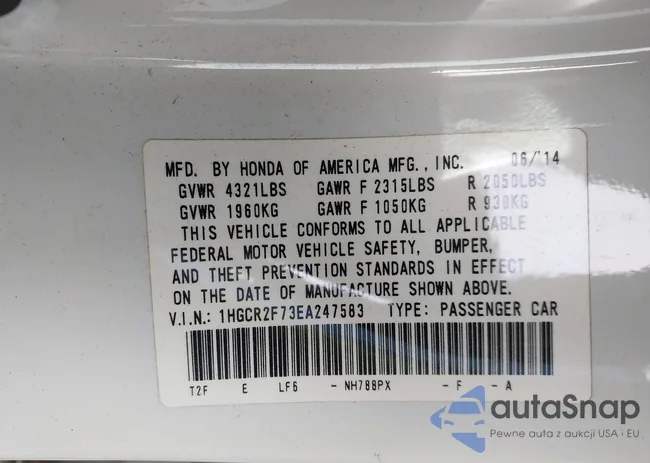 1HGCR2F73EA247583: 43955707