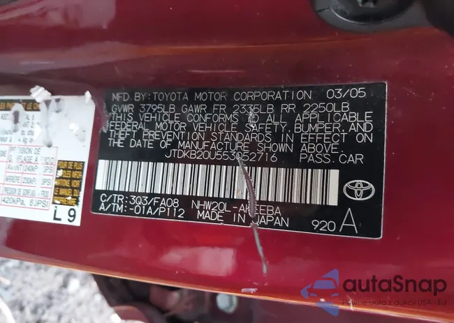 JTDKB20U553052716: 43955720