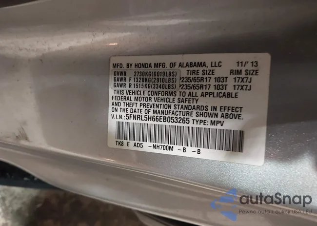 5FNRL5H66EB053265: 43956761