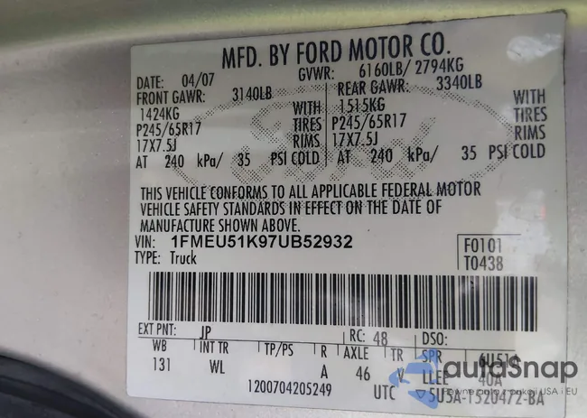 1FMEU51K97UB52932: 43956944