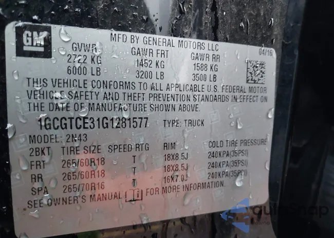 1GCGTCE31G1281577: 43957055