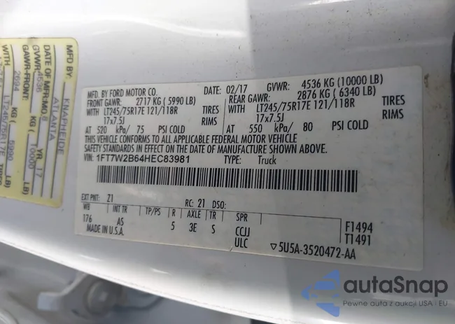 1FT7W2B64HEC83981: 43957066