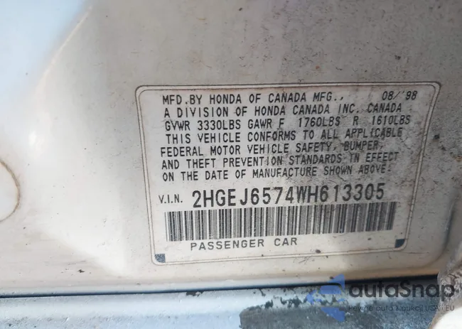 2HGEJ6574WH613305: 43957146