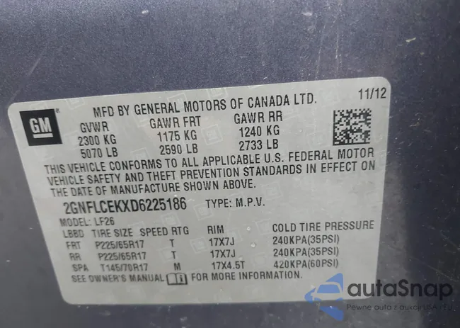 2GNFLCEKXD6225186: 43957192