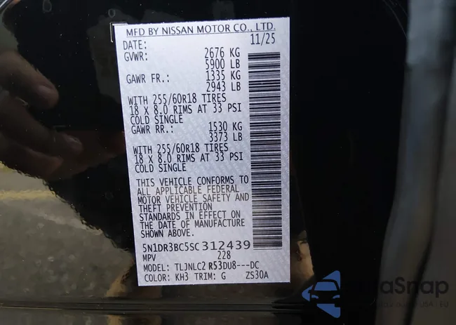 5N1DR3BC5SC312439: 43957274